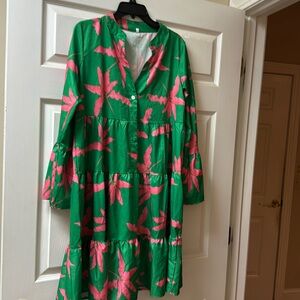 Pink and Green flare dress